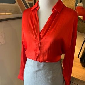 Red silk top